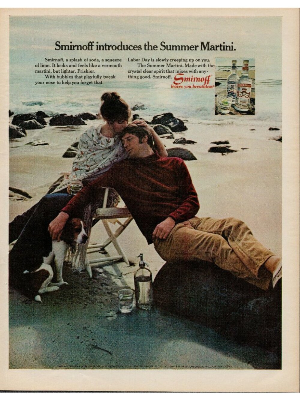 1971 Smirnoff Vodka Vintage Print Ad "Summer Martini" (L3)